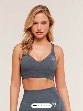 Gymshark V-Neck Seamless Sports Bra in Charcoal Gray